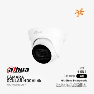 HAC-HDW1800TL-A Dahua Cámara ocular IR HDCVI Domo 4K