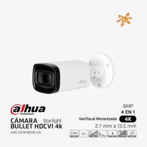 HAC-HFW1801R-ZA Dahua Cámara bullet IR varifocal motorizada 4K Starlight