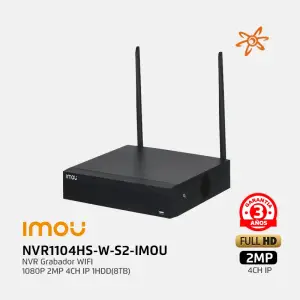 NVR1104HS-W-S2-IMOU NVR Grabador WIFI 1080P 2MP 4CH IP 1HDD (8TB)