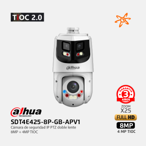 SDT4E425-8P-GB-APV1 Dahua IP PTZ doble lente 8MP + 4MP TIOC