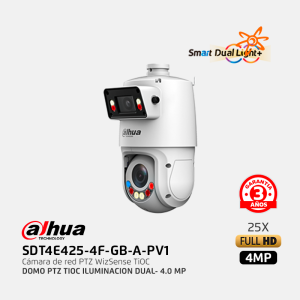 SDT4E425-4F-GB-A-PV1 Dahua DOMO PTZ TIOC ILUMINACION DUAL+ 4.0 MP Zoom 25X  WIZSENSE PoE+
