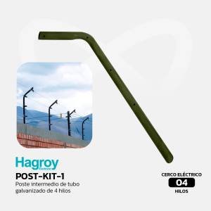 POST-KIT-1 HAGROY Poste intermedio de tubo galvanizado de 4 hilos c/ regeton